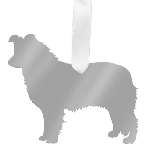 I found this at #moonandlola! - Border Collie Ornament Mirrored Silver