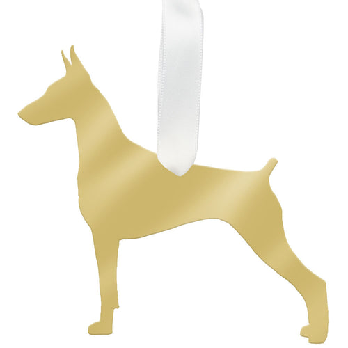 I found this at #moonandlola! - Doberman Pinscher Ornament Mirrored Gold