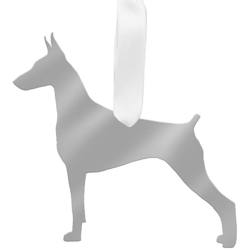 I found this at #moonandlola! - Doberman Pinscher Ornament Mirrored Silver