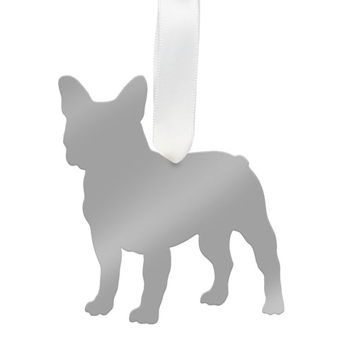 I found this at #moonandlola! - French Bulldog Ornament Mirrored Silver