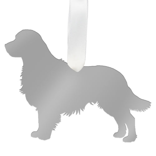 I found this at #moonandlola! - Golden Retriever Ornament Mirrored Silver