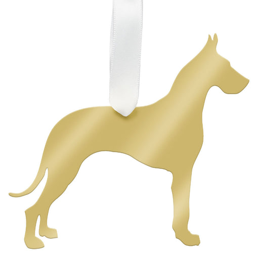 I found this at #moonandlola! - Great Dane Ornament Mirrored Gold