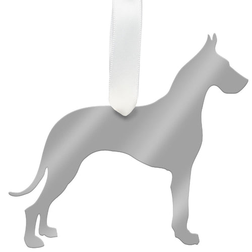 I found this at #moonandlola! - Great Dane Ornament Mirrored Silver