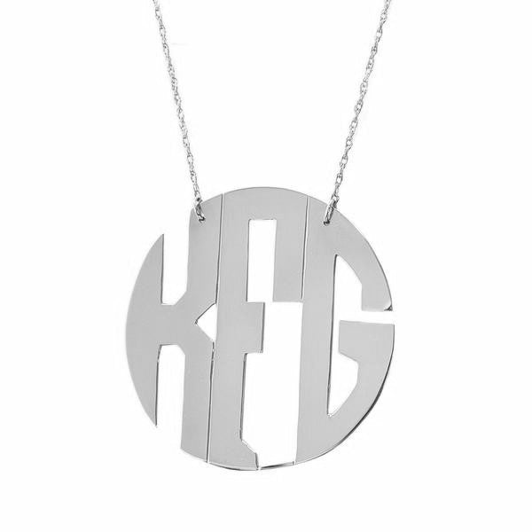 Sterling Silver Monogram Necklace Block Font - #moonandlola