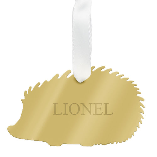 I found this at #moonandlola! - Personalized Hedgehog Ornament Mirrored Gold