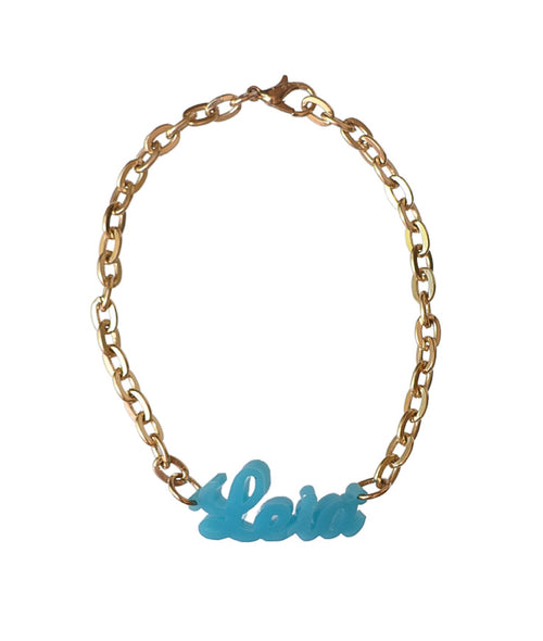 Lauren Nameplate Bracelet on Essex Chain - Moon and Lola