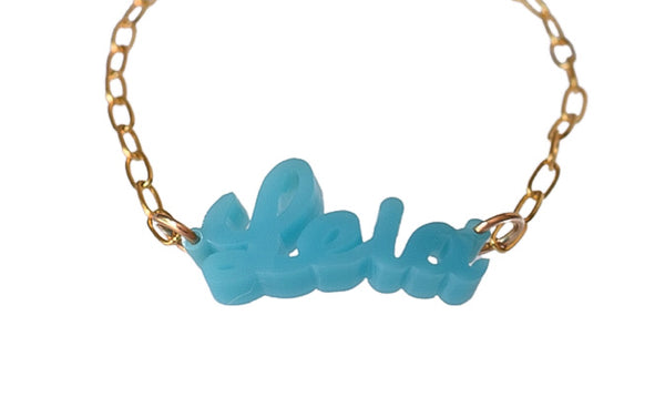 Lauren Nameplate Bracelet on Brooklyn Chain - Moon and Lola