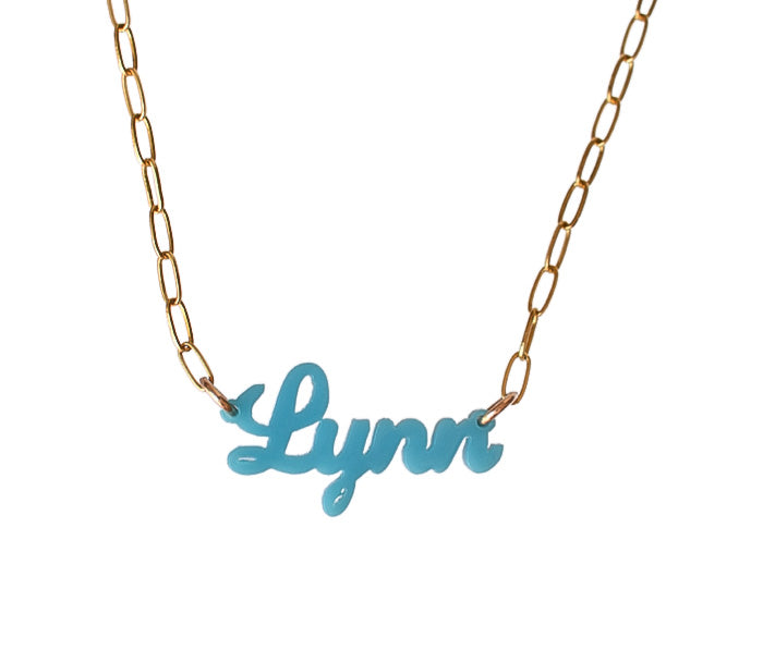 Lauren Nameplate Necklace on Brooklyn Chain - Moon and Lola