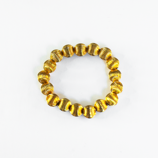 Gold Textured Beaded Bracelet - Moon and Lola