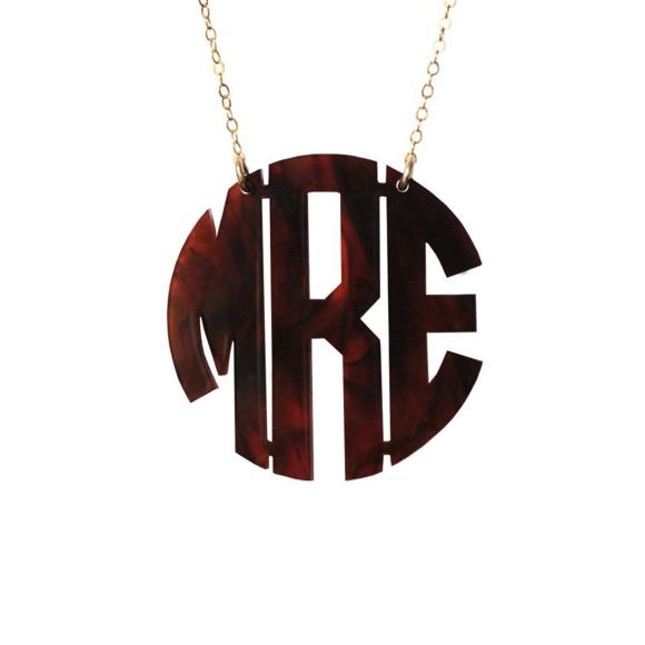 Michele Block Monogram Paperclip Necklace