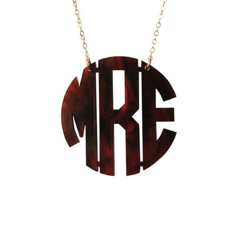 ML xx EM Cutout Metal Necklace - Interlocking