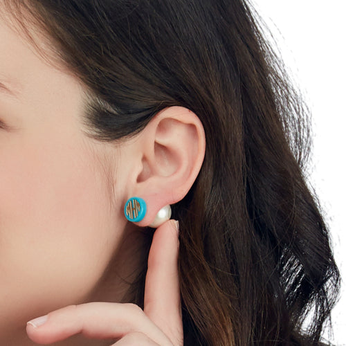 I found this at #moonandlola! - Hartford Block 360 Pearl Studs side view tortoise