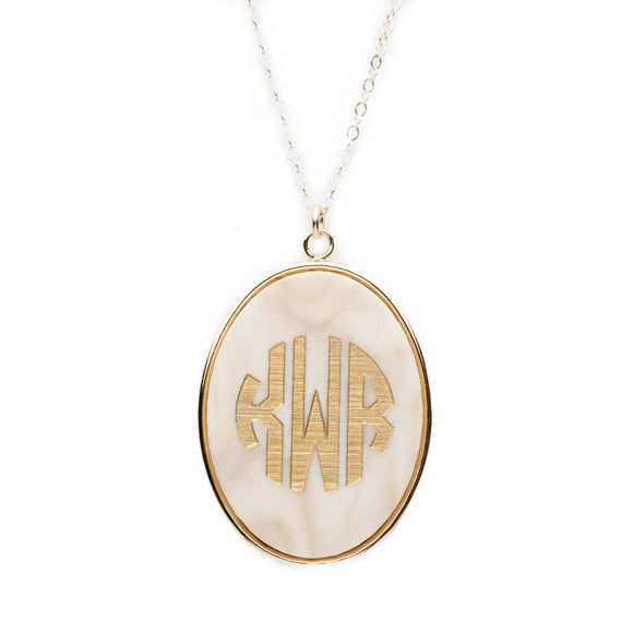 Moon and Lola- - Vineyard Oval Monogram Pendant on Apex Chain 