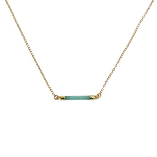 Amazonite Vertical Stone Pendant Necklace - Moon and Lola