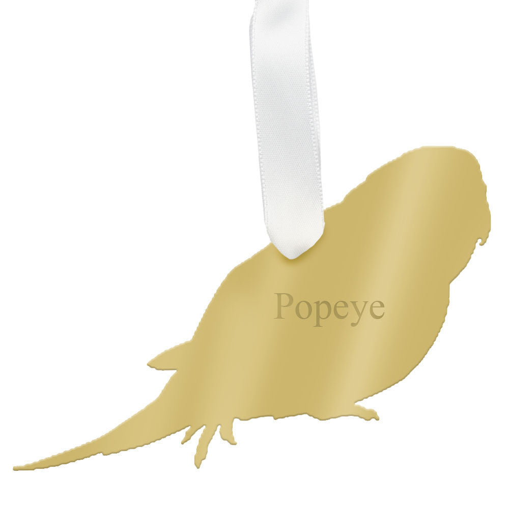 I found this at #moonandlola! - Personalized Parakeet Ornament Mirrored Gold