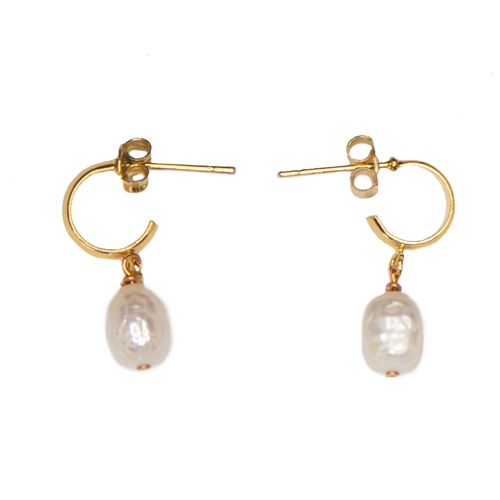 Huggie Hoop with Pearl Drop - Moon and Lola