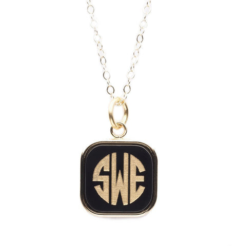 Cheshire Handcut Monogram Rimmed Necklace