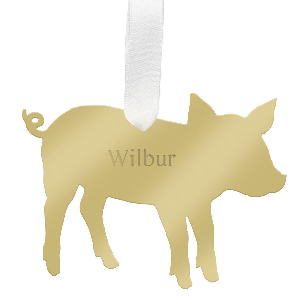 I found this at #moonandlola! - Personalized Pig Ornament Mirrored Gold