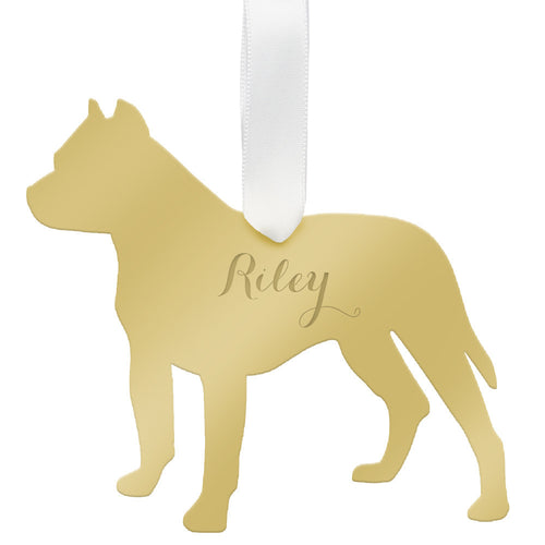 I found this at #moonandlola! - Personalized Pitbull Ornament Mirrored Gold