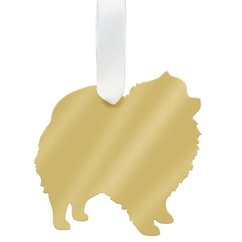 I found this at #moonandlola! - Pomeranian Ornament Mirrored Gold