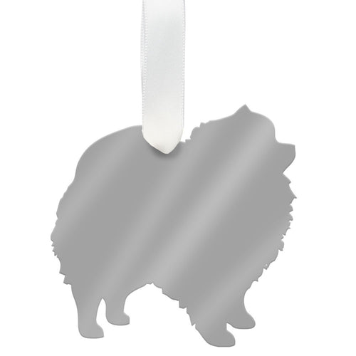 I found this at #moonandlola! - Pomeranian Ornament Mirrored Silver