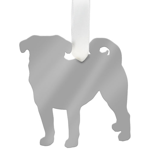I found this at #moonandlola! - Pug Ornament Mirrored Silver