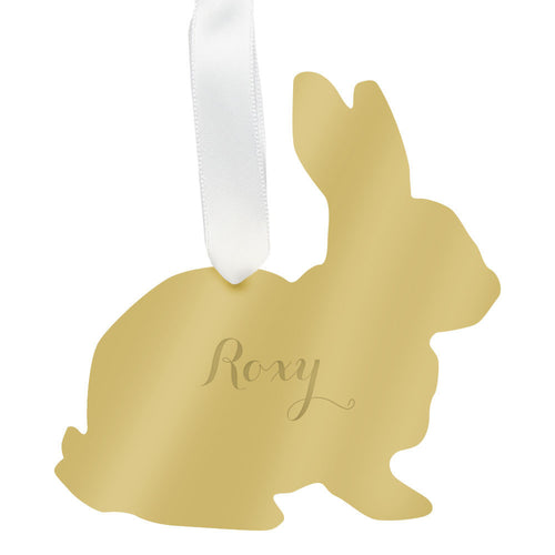 I found this at #moonandlola! - Personalized Rabbit Ornament Mirrored Gold
