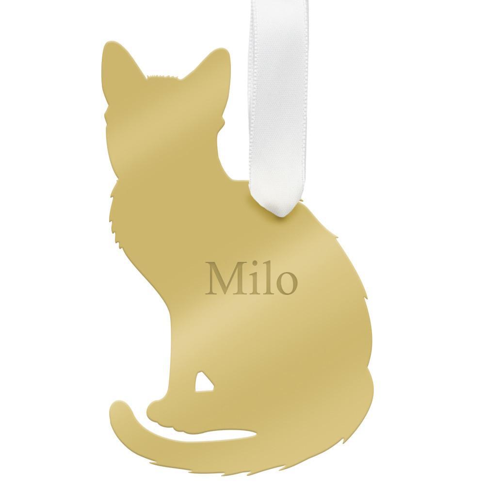 Moon and Lola - Personalized Pet Ornament short-haired cat with engraved pet name