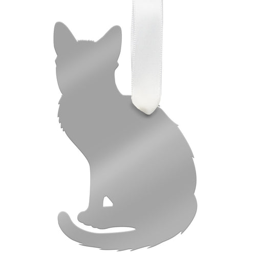 I found this at #moonandlola! - Shorthaired Cat Ornament Mirrored Silver
