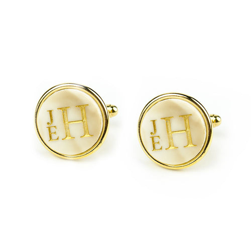 Moon and Lola - Vineyard Cuff Links Round Stacked Monogram