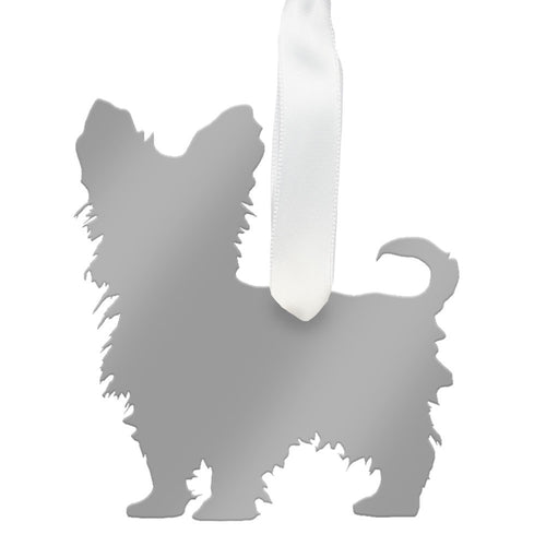 I found this at #moonandlola! - Yorkshire Terrier Ornament Mirrored Silver